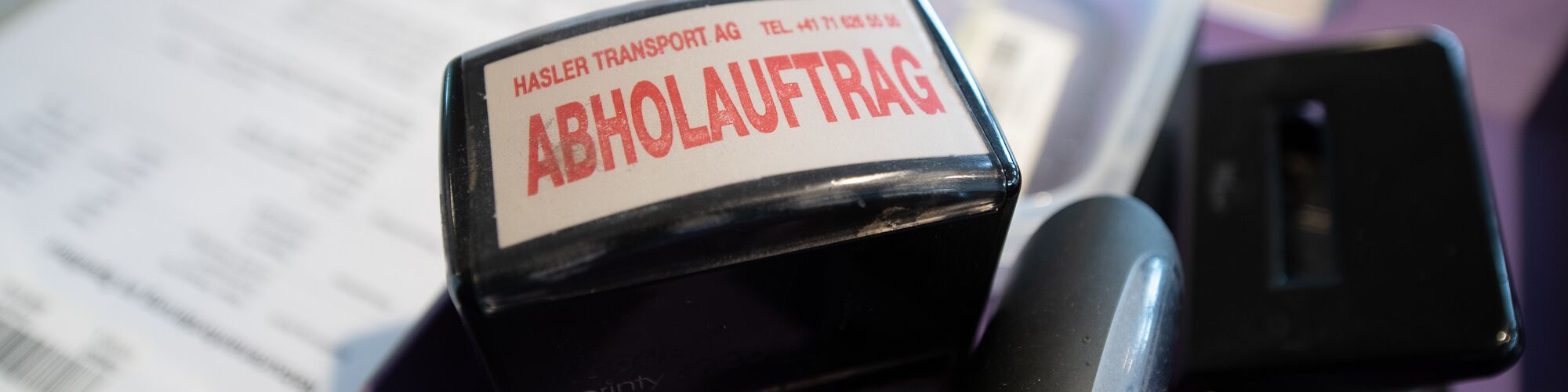 HASLER TRANSPORT AG - Abholauftrag Stempel